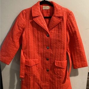 Russ Quilted Coral-Orange Trench Coat